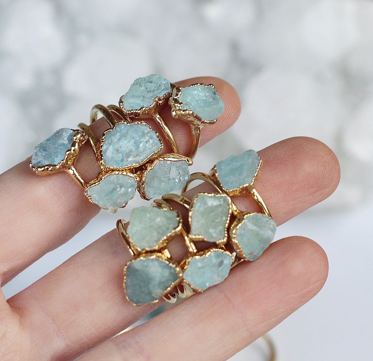 Raw store aquamarine bracelet