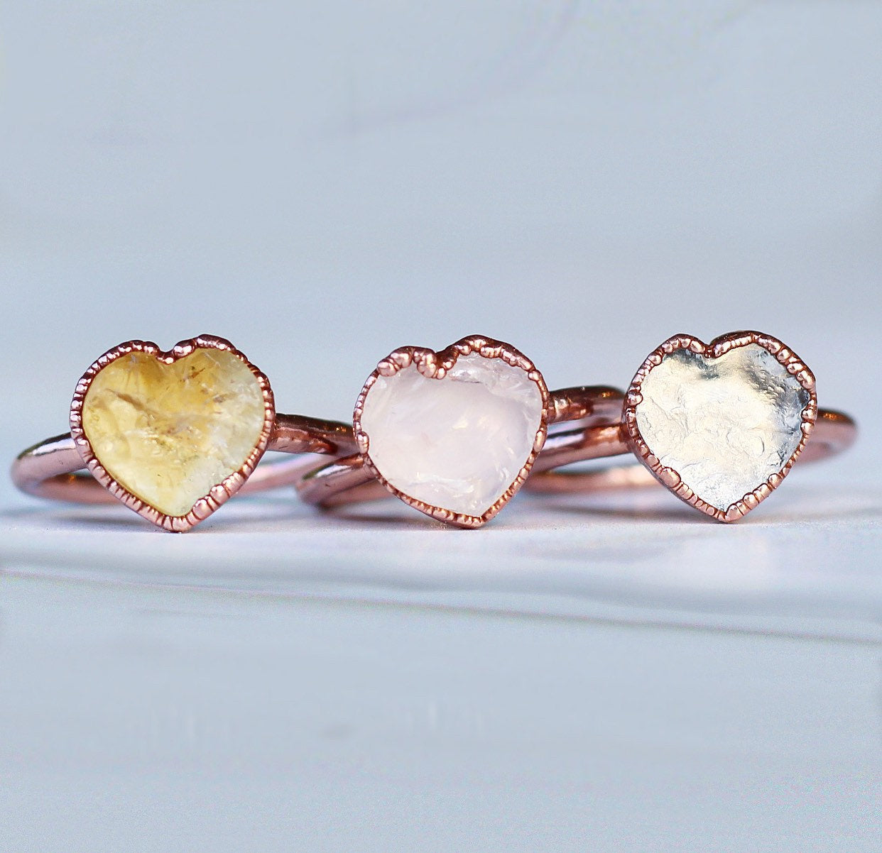 Crystal Quartz Heart Ring, Heart Shaped Crystal Ring, Crystal Heart Gemstone Ring, Crystal Heart Jewelry, Dainty Heart Stone Ring