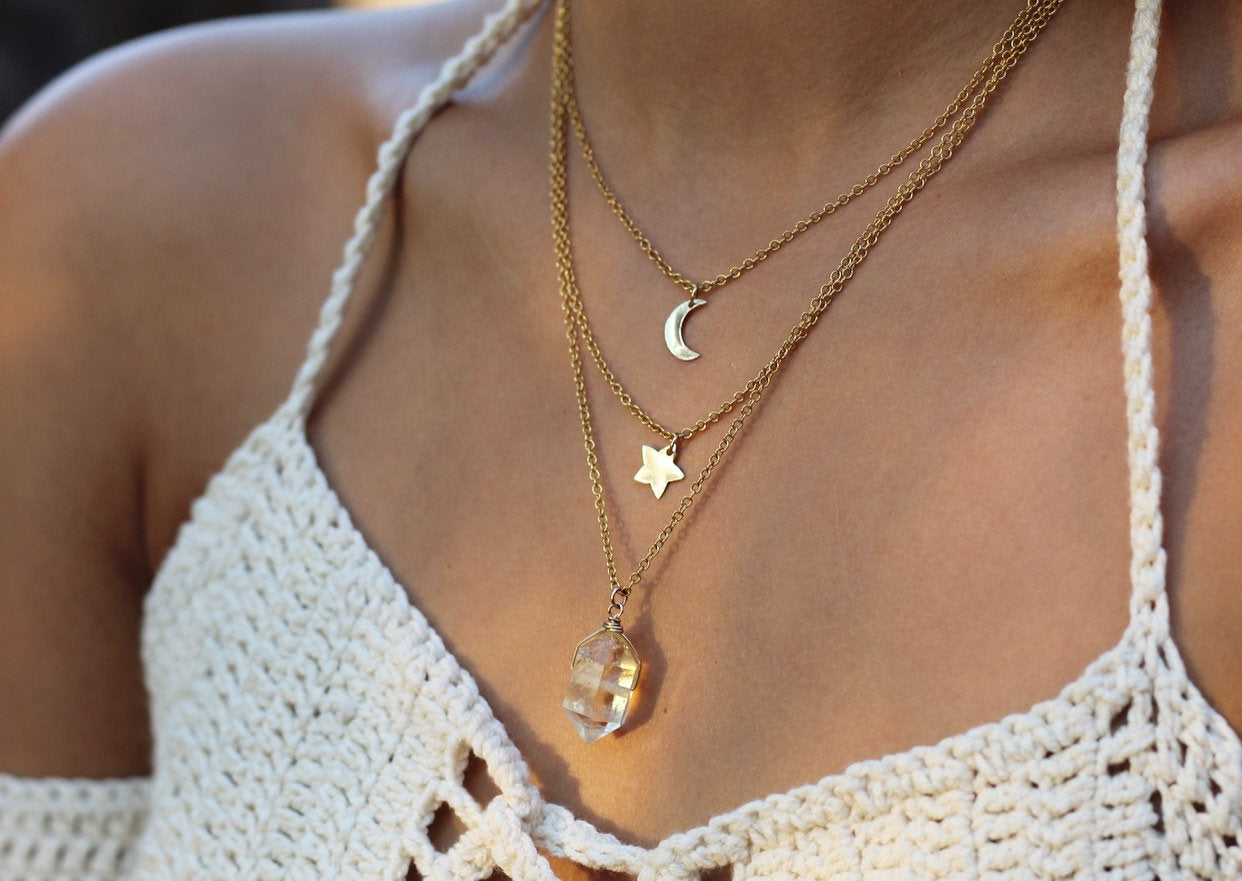 Multi Layer Moon Star Pendant Necklaces – Neshe Fashion Jewelry