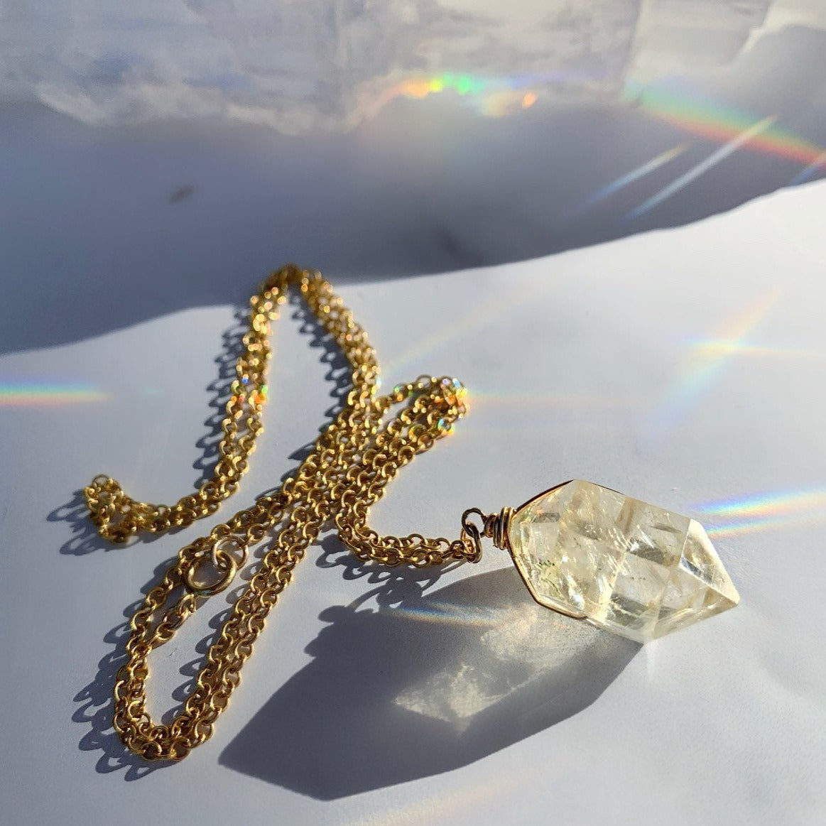 Pick Your Crystal- Double Terminated Nugget Necklace | Rose Quartz |  Citrine | Amethyst | Crystal Quartz
