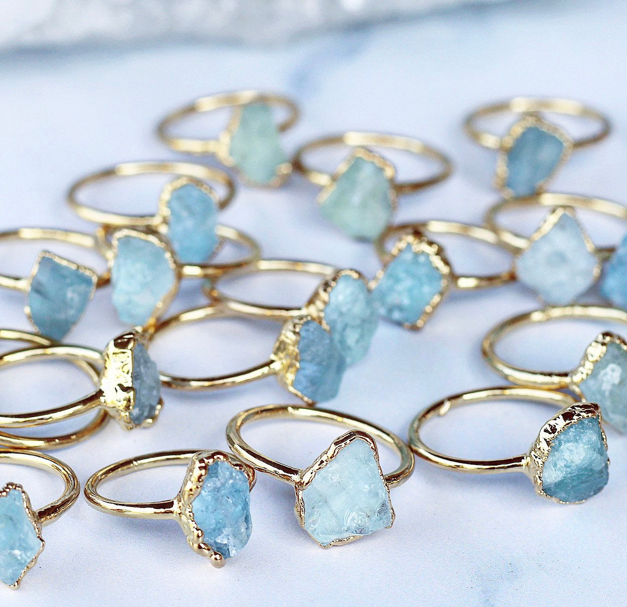 Rough Aquamarine Ring Gold, March Birthstone Ring Gold Band, March Raw Gemstone Ring, Raw Aquamarine Stone Ring, March Birthday Gift for Her