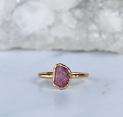 Raw Ruby Ring Gold, July Birthstone Ring Gold Band, Raw July Gemstone Ring, Raw Ruby Stone Ring, July Gemstone Gift, Gift for Her July