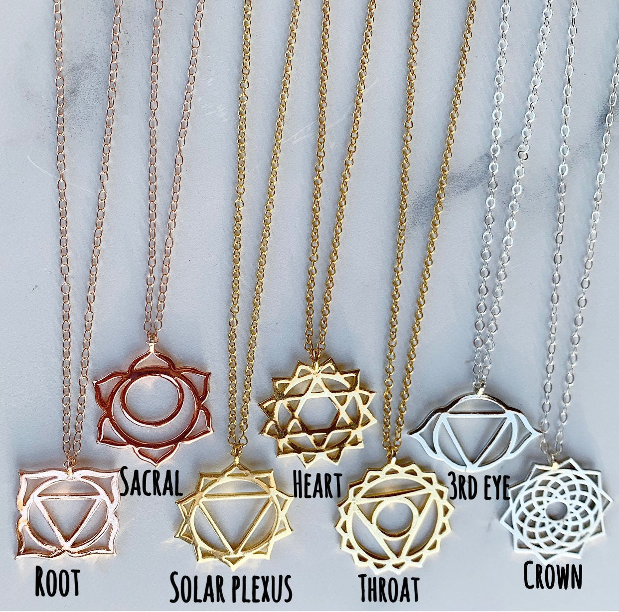 Dainty 7 Chakra Necklace, Yoga Symbol Necklace, Healing Necklace