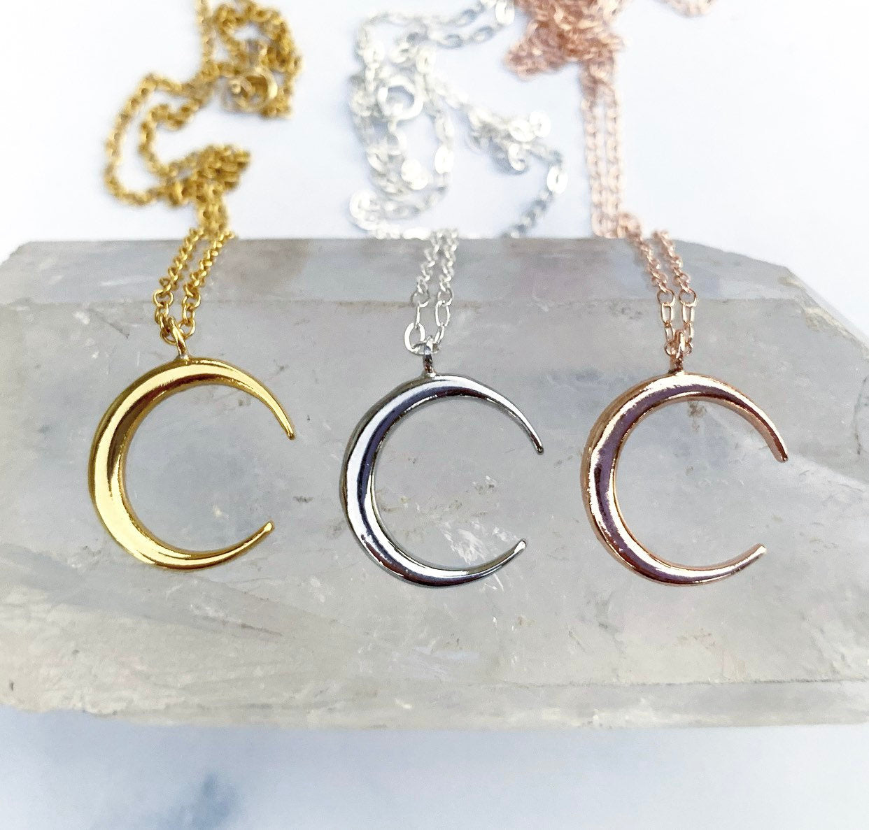 Crescent Moon Necklace, Gold Moon Necklace, Moon Charm Layer Necklace, Celestial Jewelry, Celestial Charm Necklace