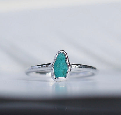 Raw Turquoise Ring Silver, December Birthstone Silver Band, December Raw Gemstone Ring, Raw Turquoise Stone Ring, December Gemstone Gift