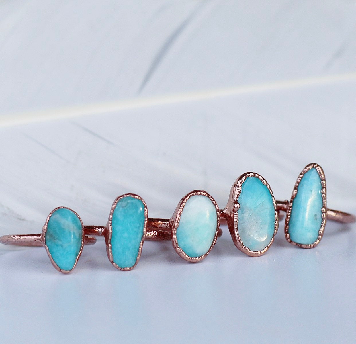 Raw hot sale amazonite ring