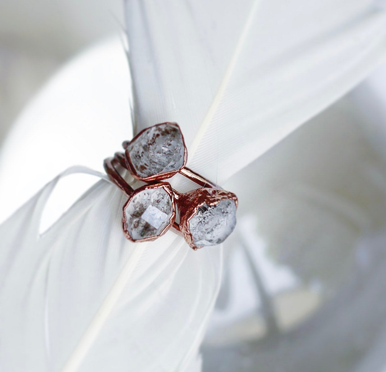 Copper Baby Herkimer Diamond Ring || April Birthstone – DaddyDaughterjewelry