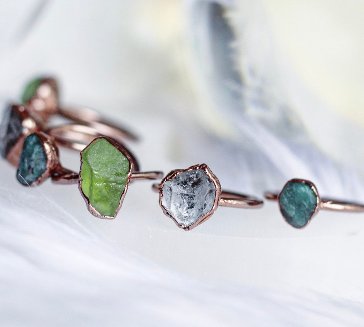 Copper Citrine & Herkimer Diamond Ring || April & November Birthstone –  DaddyDaughterjewelry