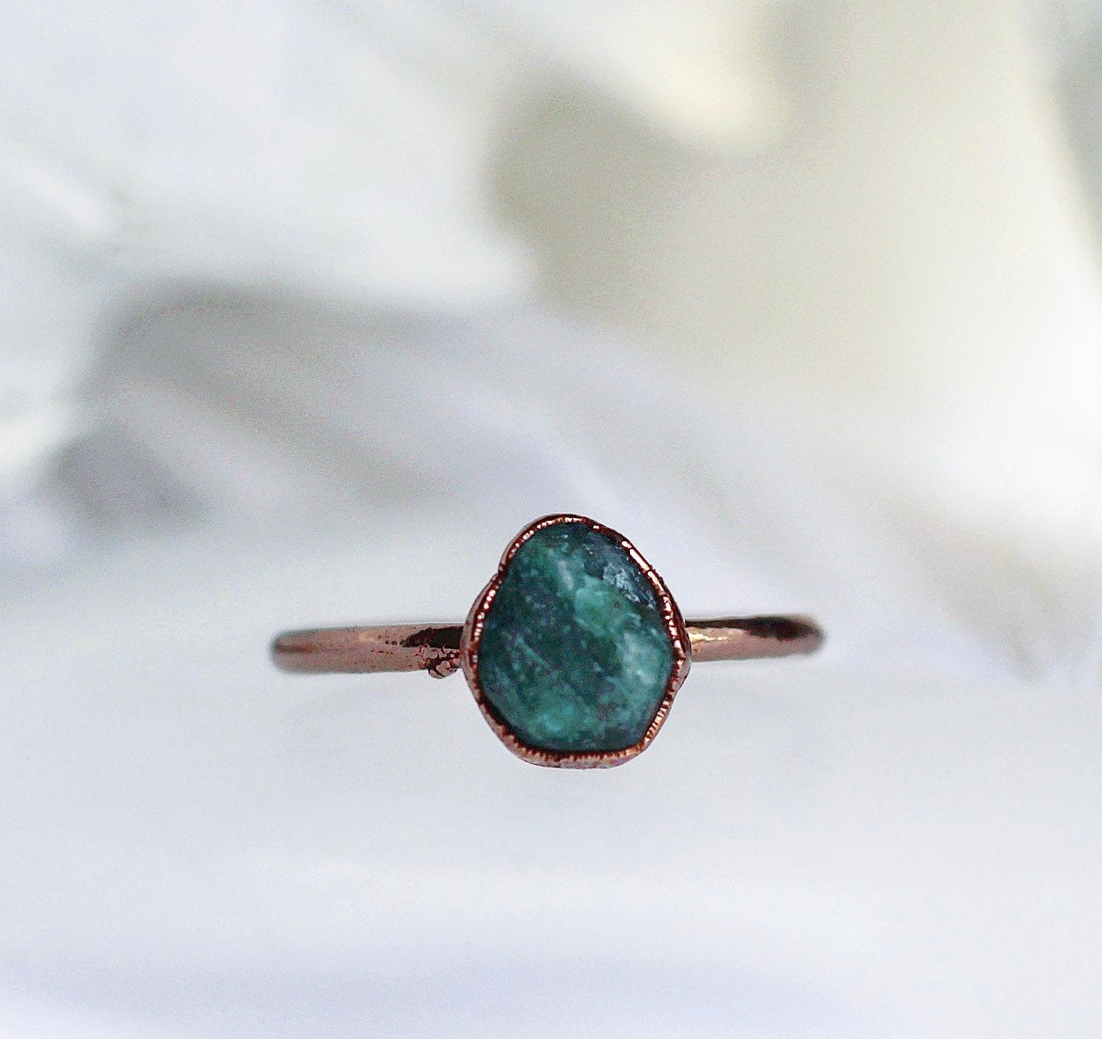 Raw Emerald Ring, Stackable Ring, May Birthstone Ring, Green Gemstone Ring, Raw Emerald Jewelry, May Birthday Jewelry, Raw Stone Ring