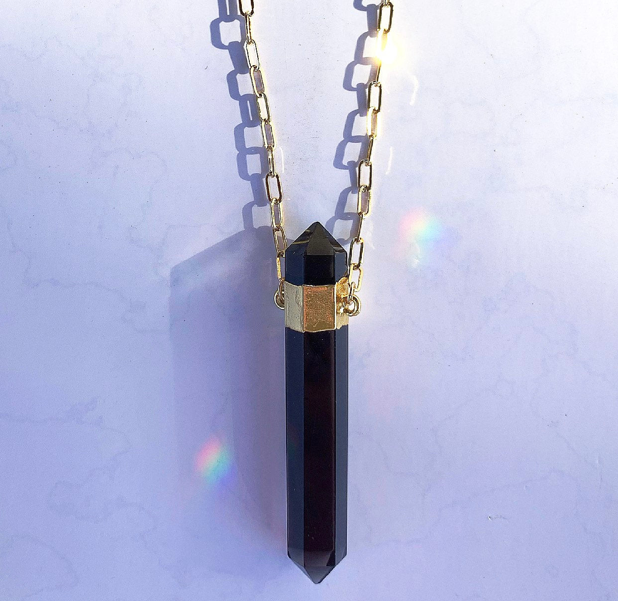 Black quartz deals crystal necklace