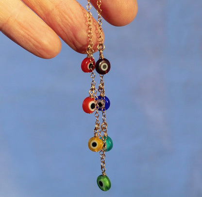 Evil Eye Rainbow Necklace, Protection Charm Necklace, Evil Eye Statement Necklace, Turkish Eye Necklace, Boho Eye Necklace, Spiritual Gift