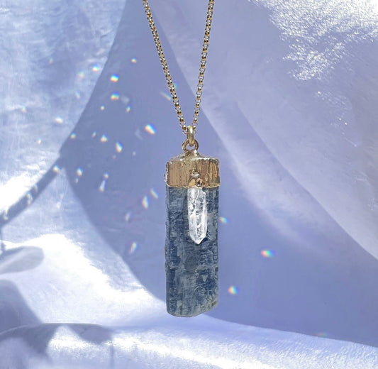 Raw Kyanite Bar Necklace, Blue Kyanite Stone Pendant, Raw Mineral Jewelry, Kyanite Crystal Necklace, Blue Kyanite Crystal Pendant