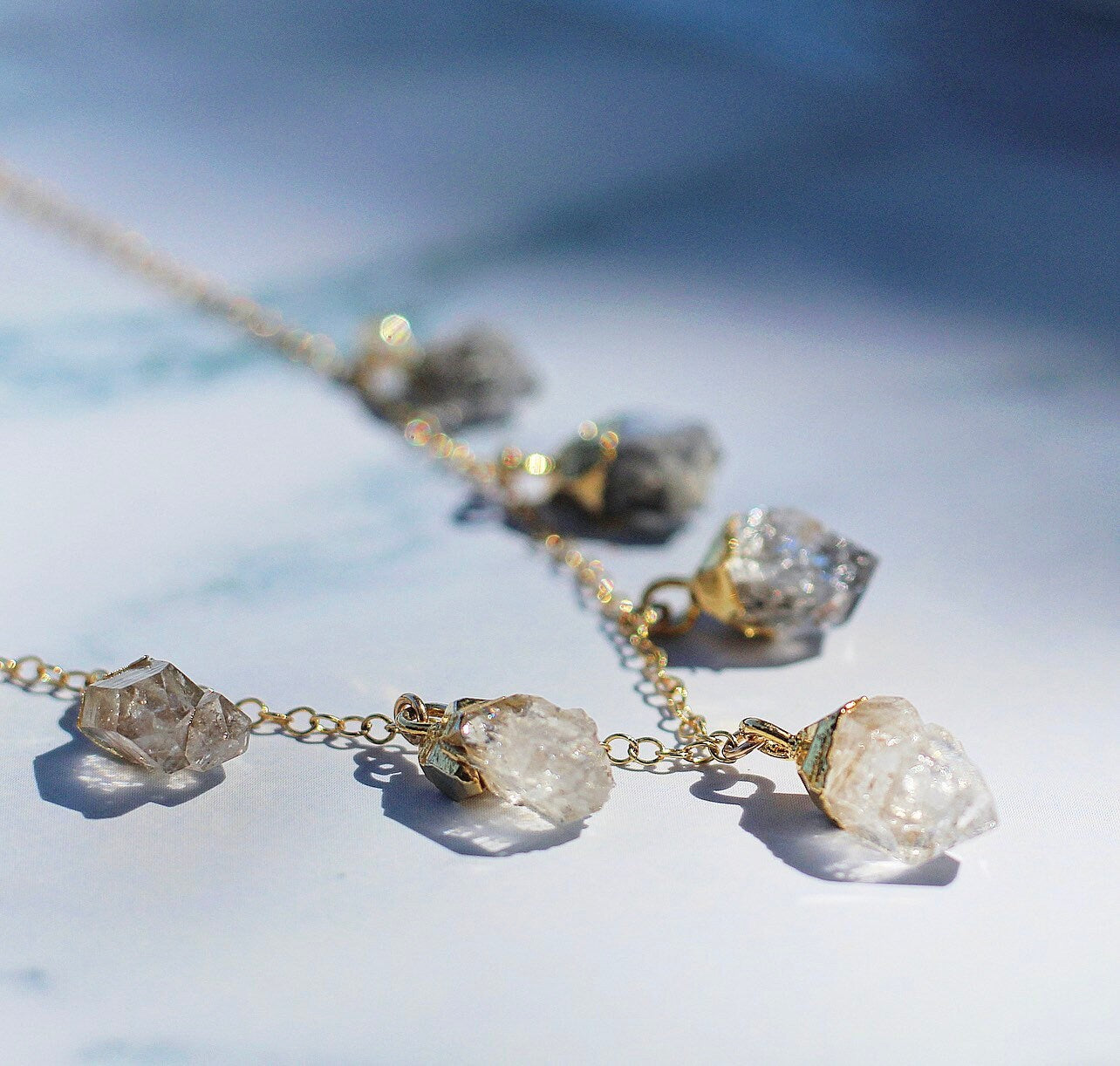 Raw Herkimer Diamond Necklace, Rough Crystal Necklace, Raw Herkimer Necklace, Crystal Necklace Gold Silver, Crown Chakra Necklace