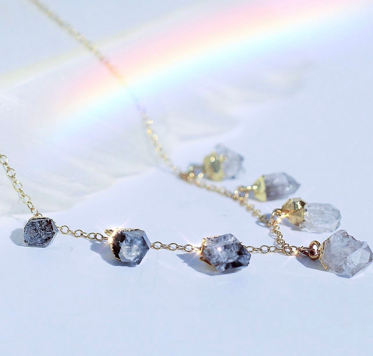 Raw Herkimer Diamond Necklace, Rough Crystal Necklace, Raw Herkimer Necklace, Crystal Necklace Gold Silver, Crown Chakra Necklace