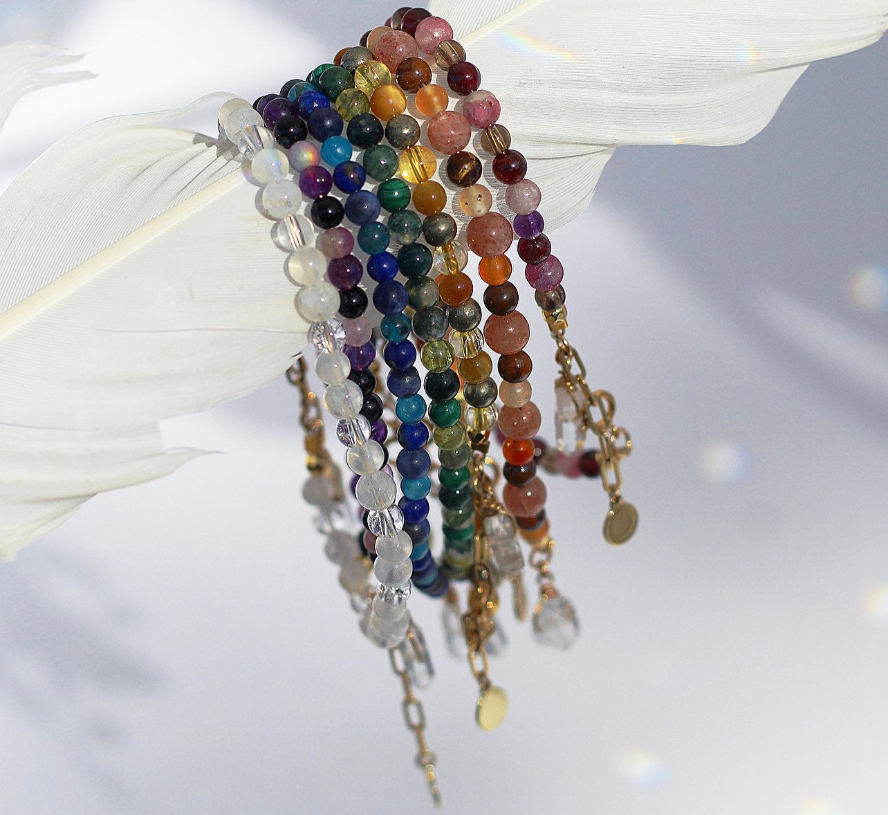 Chakra Crystal Bracelet, Delicate Crystal Bead Bracelet, Rainbow Stacking Bracelet, Raw Crystal Bead Bracelet, Chakra Jewelry