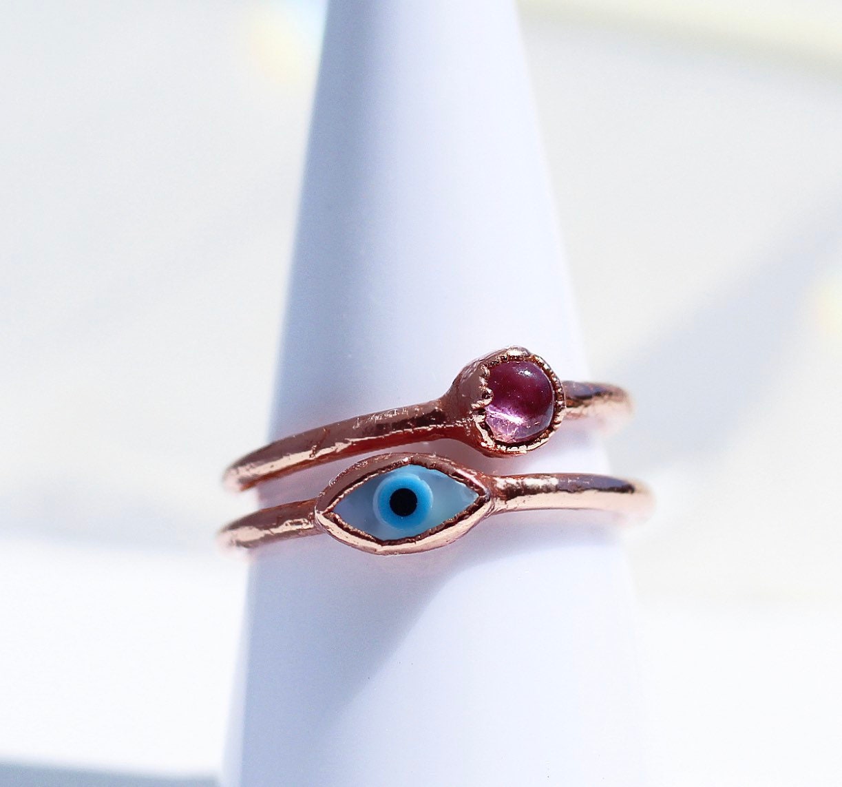 Rose Gold Evil Eye Ring With Diamond And Blue Sapphire – ANTOANETTA