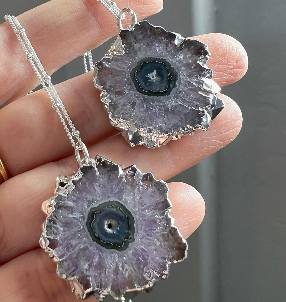 Amethyst Stalactite Necklace, Raw Amethyst Stalactite Slice Necklace, Natural Amethyst Pendant, One of a Kind Crystal Pendant
