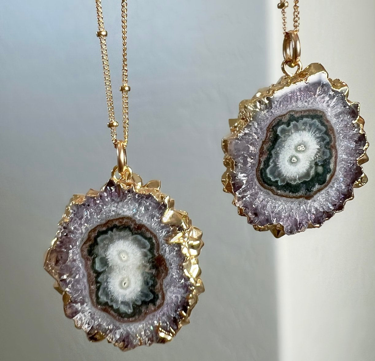 Amethyst Stalactite Necklace, Raw Amethyst Stalactite Slice Necklace, Natural Amethyst Pendant, One of a Kind Crystal Pendant