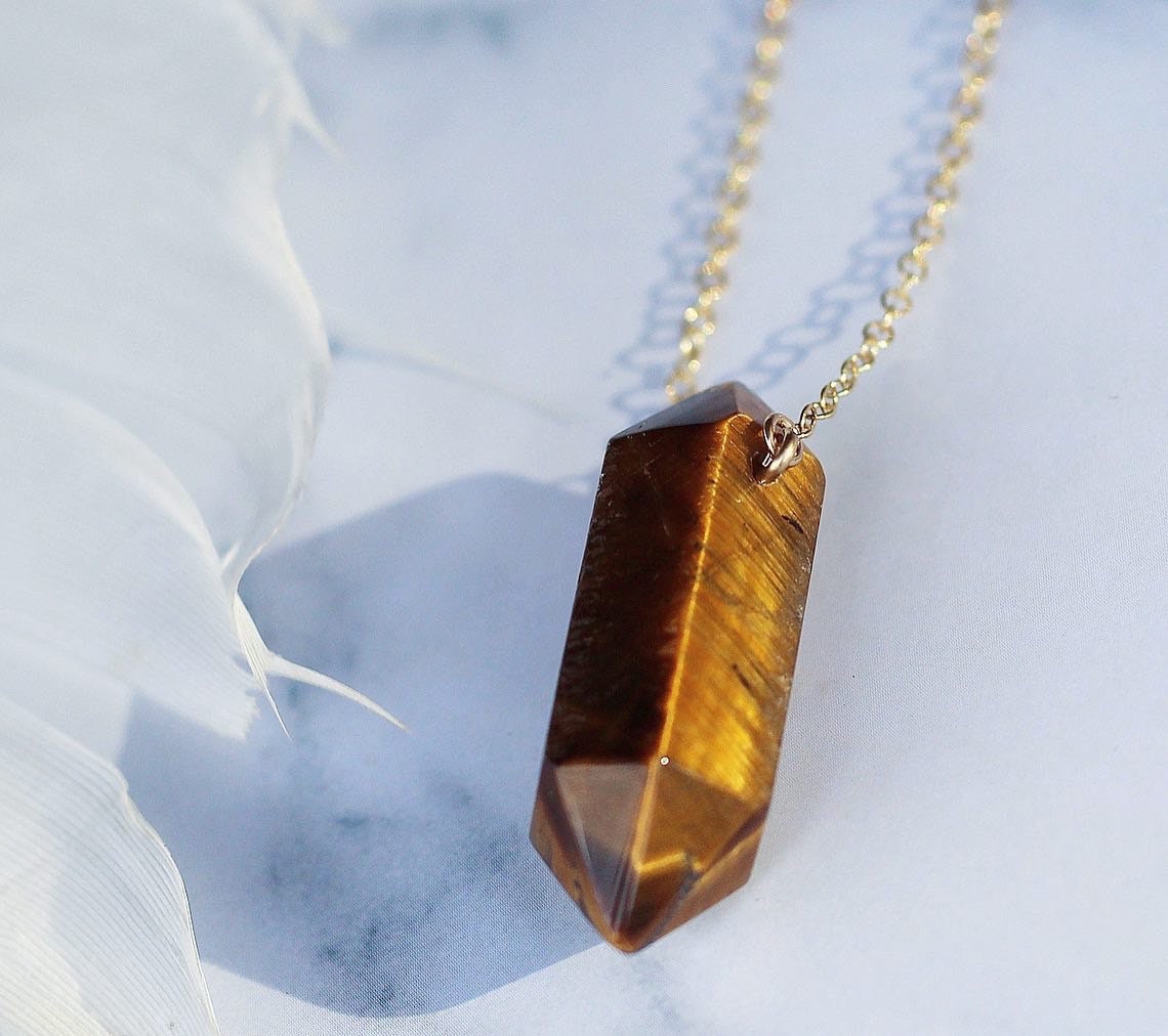 Raw Tiger Eye Necklace, Genuine Tiger's Eye Gold Filled Necklace, Natural Gemstone Jewelry, Meditation Necklace, Tiger's Eye Healing