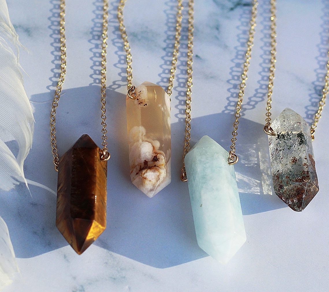 Garden Quartz Crystal Point Necklace