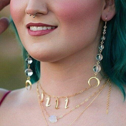 Crystal Ball Crescent Moon Earrings – Buddha Blossom Jewels
