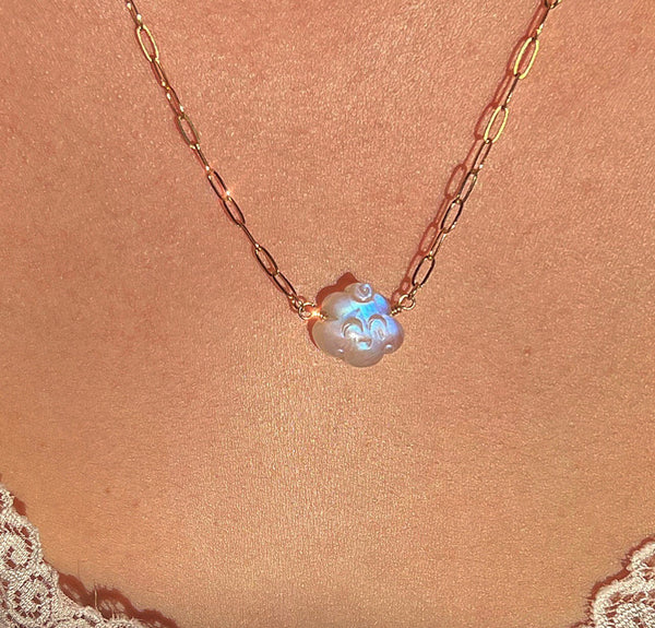 Celestial outlet White Moonstone Moon & Rainbow Moonstone Necklace in 14K Gold Fill