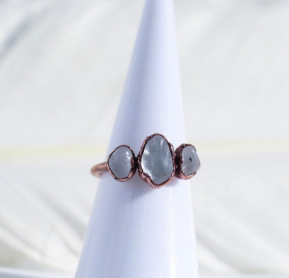 Raw Crystal Quartz Ring, Clear Quartz Ring, Multi Stone Quartz Ring, Purifying Crystal Ring, Crown Chakra Ring, Gift for Her