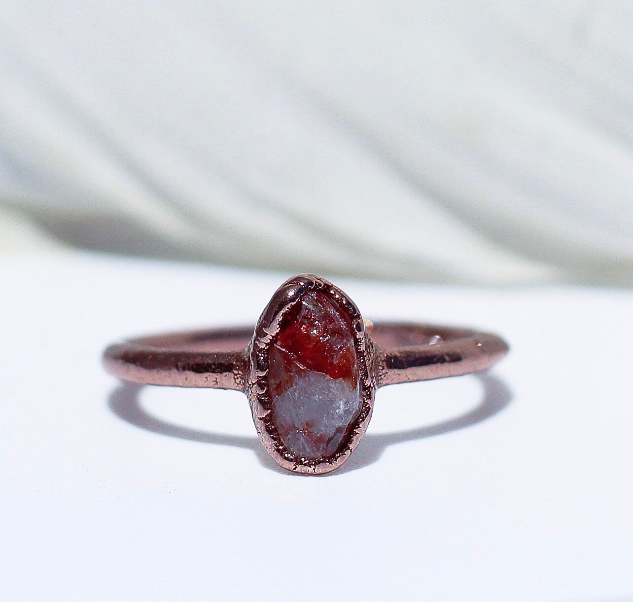 Fire Quartz Ring, Hematoid Quartz Ring, Fire Quartz Raw, Fire Quartz Jewelry, Raw Quartz Jewelry, Natural Hematoid Quartz, Root Chakra Ring