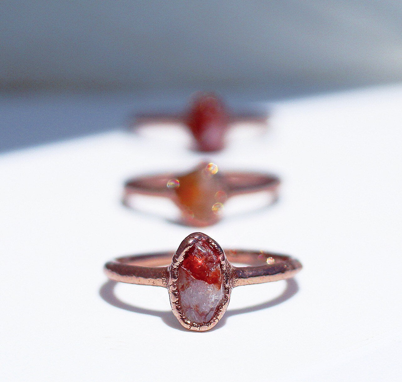 Fire Quartz Ring, Hematoid Quartz Ring, Fire Quartz Raw, Fire Quartz Jewelry, Raw Quartz Jewelry, Natural Hematoid Quartz, Root Chakra Ring