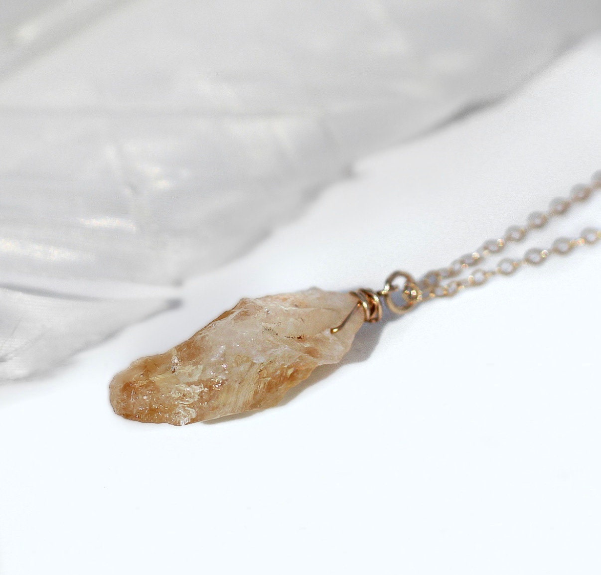 Citrine Nugget Necklace, Gold Filled Necklace, Layering Necklaces, Natural Crystal Stone Necklace, Citrine Jewelry, Crystal Stone Necklace