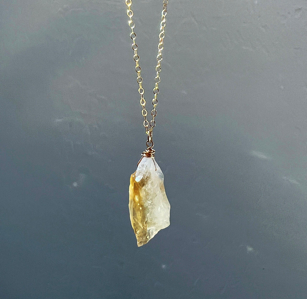 Citrine Nugget Necklace, Gold Filled Necklace, Layering Necklaces, Natural Crystal Stone Necklace, Citrine Jewelry, Crystal Stone Necklace