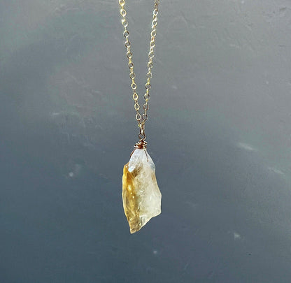 Citrine Nugget Necklace, Gold Filled Necklace, Layering Necklaces, Natural Crystal Stone Necklace, Citrine Jewelry, Crystal Stone Necklace