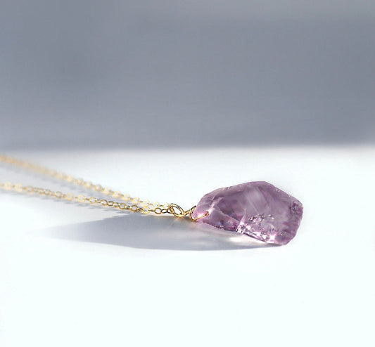 Amethyst Nugget Necklace, Raw Amethyst Necklace, Layering Necklace, February Birthstone Necklace, Amethyst Healing Jewelry, Crystal Stone