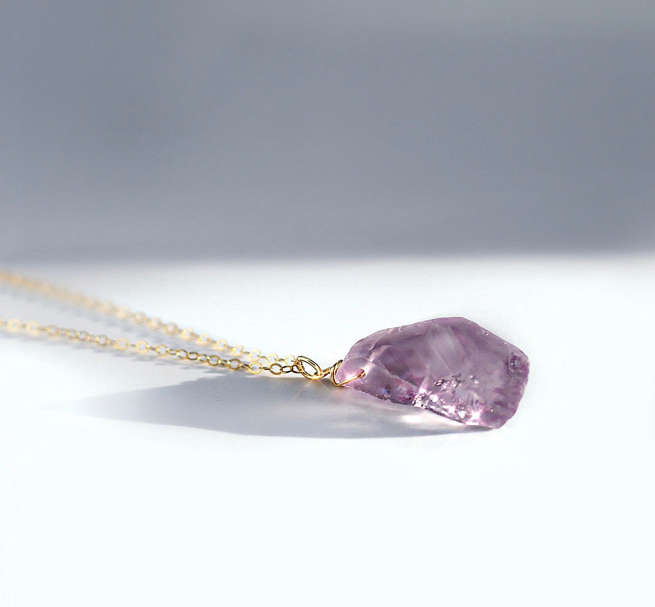 Raw Crystal Necklace, Raw Rose Quartz Necklace, Citrine Pendant, Amethyst Crystal Pendant, Green Amethyst Jewelry, One of a Kind Necklace