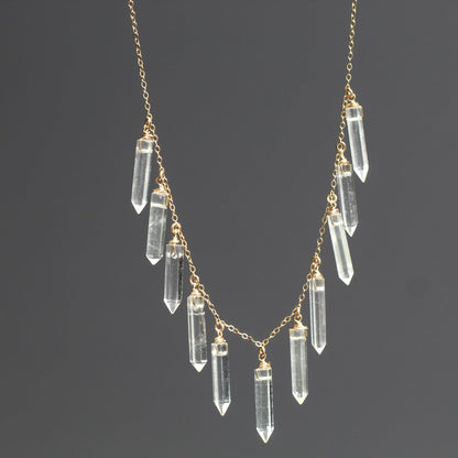 Crystal Point Statement Necklace, Boho Wedding Necklace, Gold Boho Choker, Statement Choker, Quartz Necklace Gold, Healing Crystal Choker