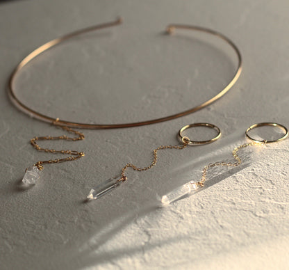 Crystal Quartz Duster Earrings, Duster Hoop Earrings, Lightweight Dangle Earrings, 14k Gold Filled Wedding Earrings