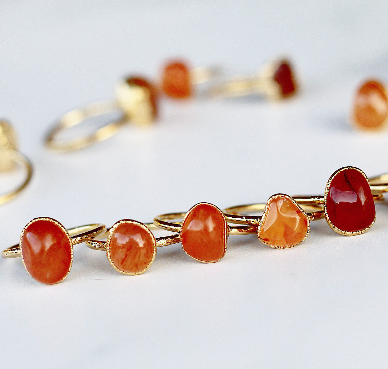 Chunky Carnelian Ring in Gold, orange crystal ring, root chakra ring, gemstone ring gold, carnelian gemstone, raw stone ring, chunky raw stone, gold band, raw carnelian ring, carnelian ring gold, gold and carnelian, buddha blossom, blossom jewels