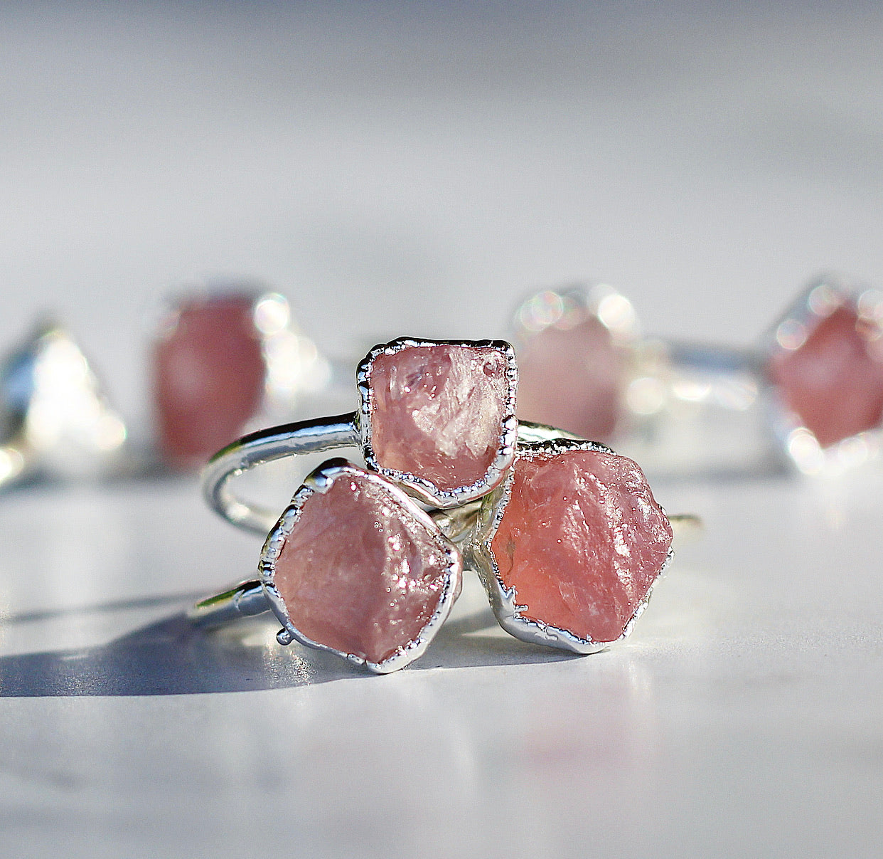 Raw Rose Quartz Ring in Sterling Silver, love stone ring, raw gem ring, rose quartz nugget, uncut rose quartz, birthstone ring, Taurus birthstone, rose quartz ring, sterling silver raw, buddha blossom, blossom jewels
