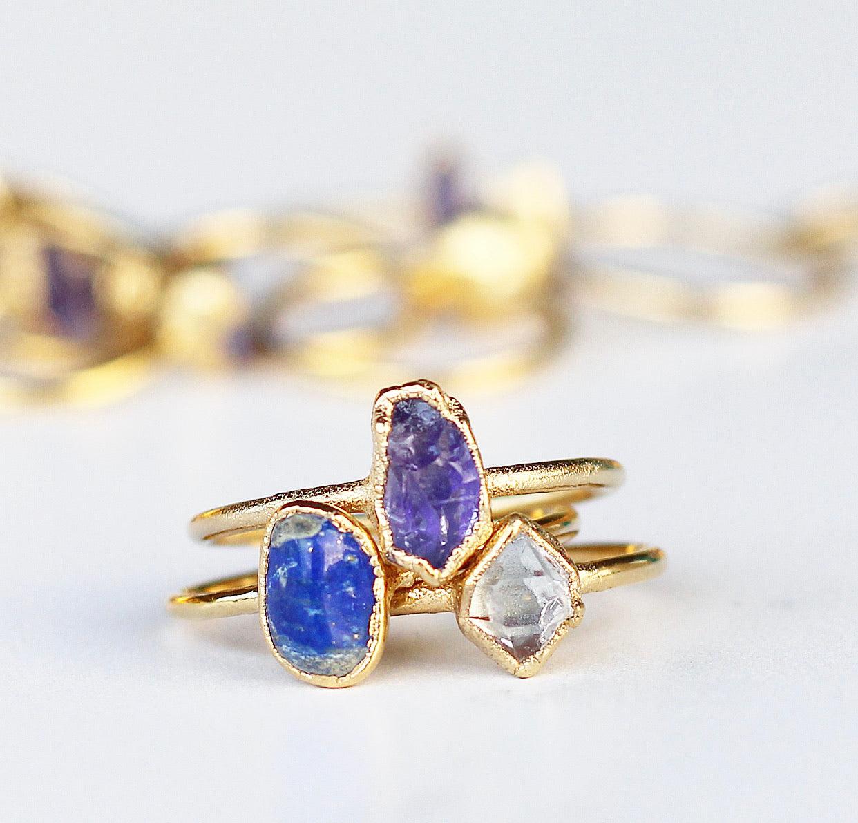 Raw Amethyst Stacking Ring in Gold