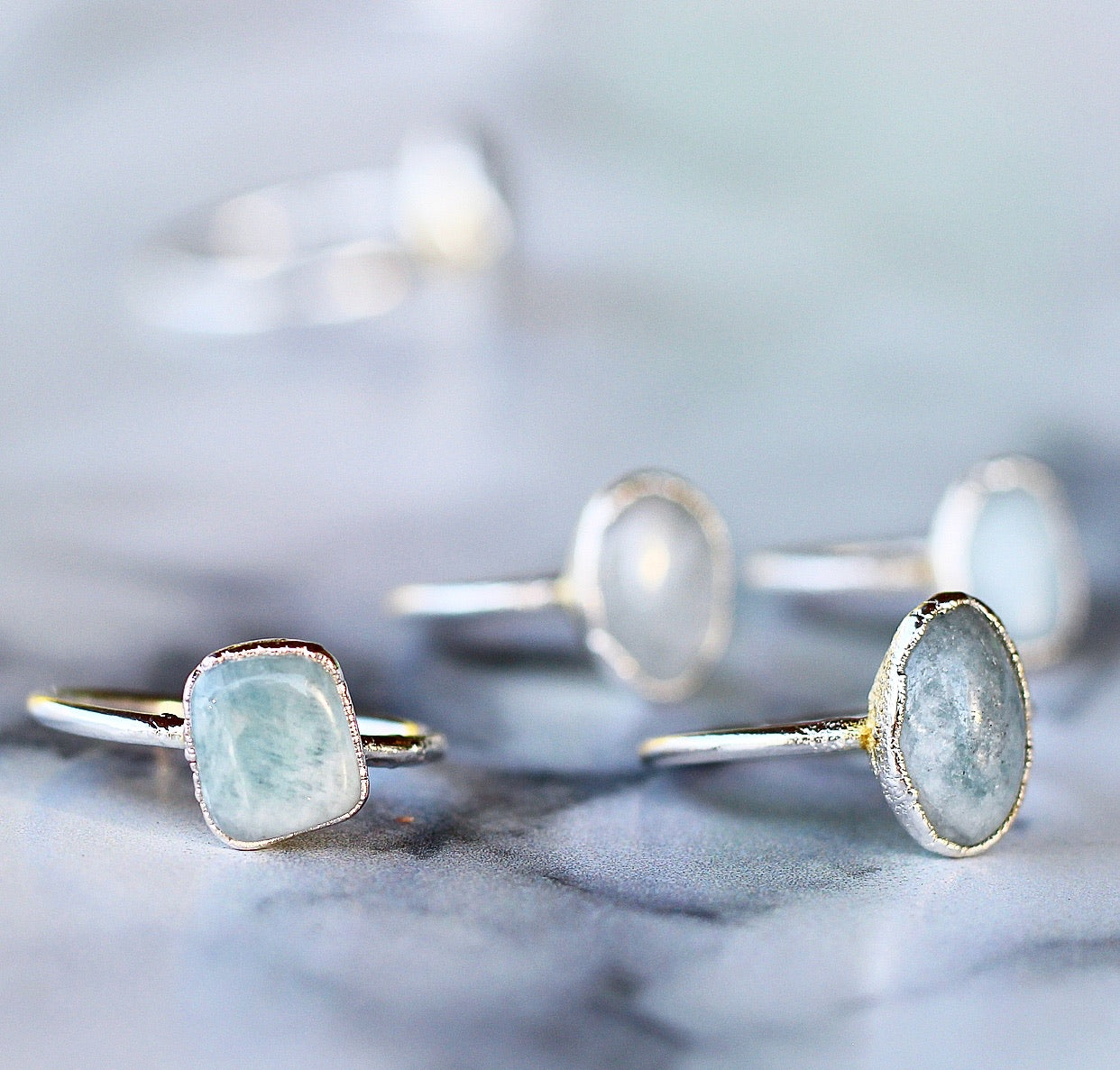 Polished Aquamarine Ring in Sterling Silver