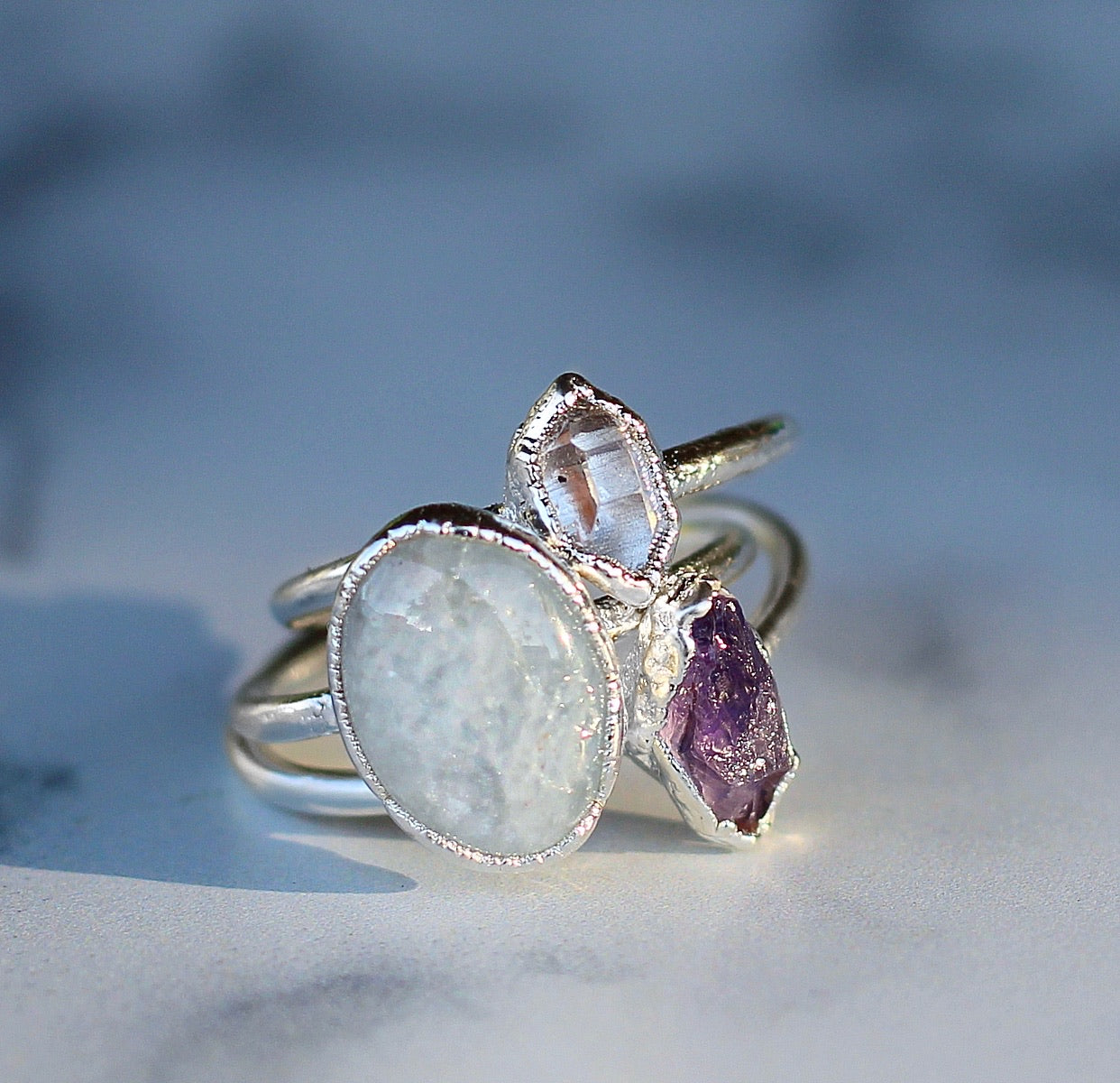 Polished Aquamarine Ring in Sterling Silver