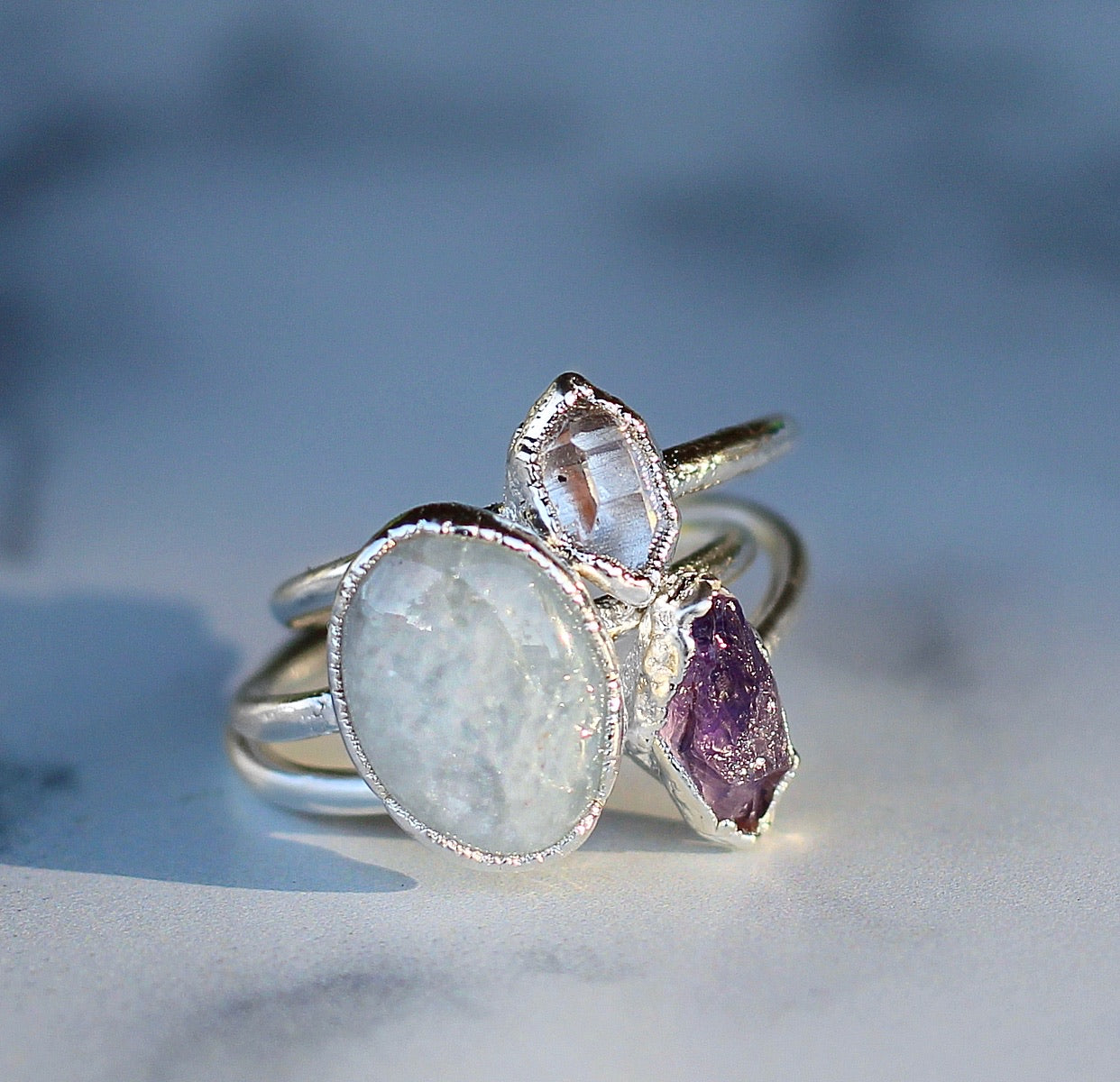 Raw Amethyst Stacking Ring in Sterling Silver