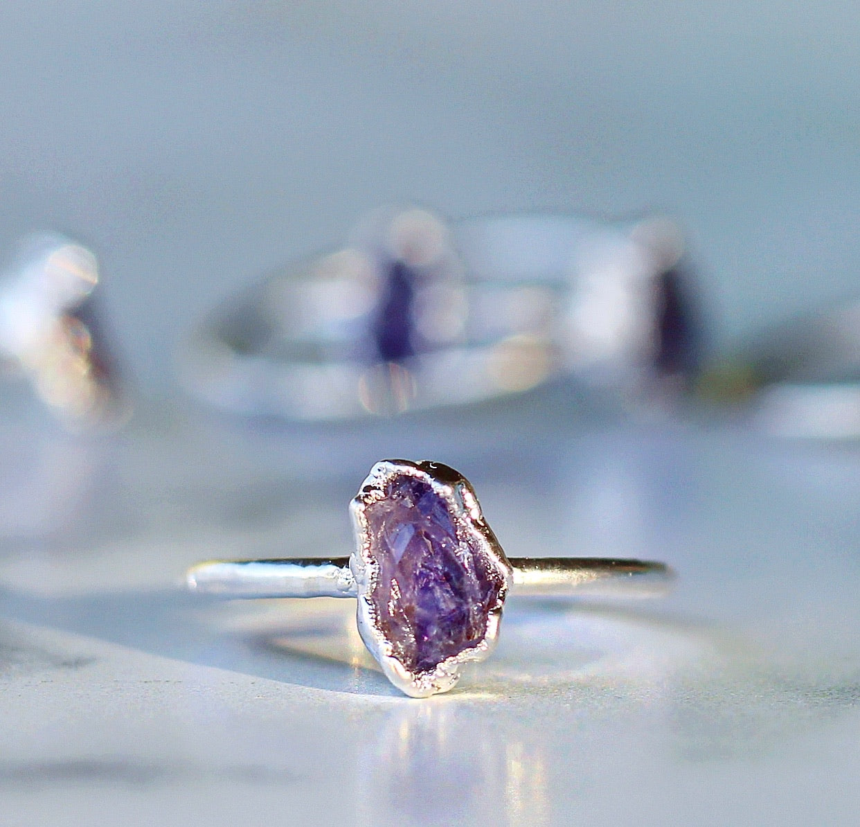 Raw Amethyst Stacking Ring in Sterling Silver