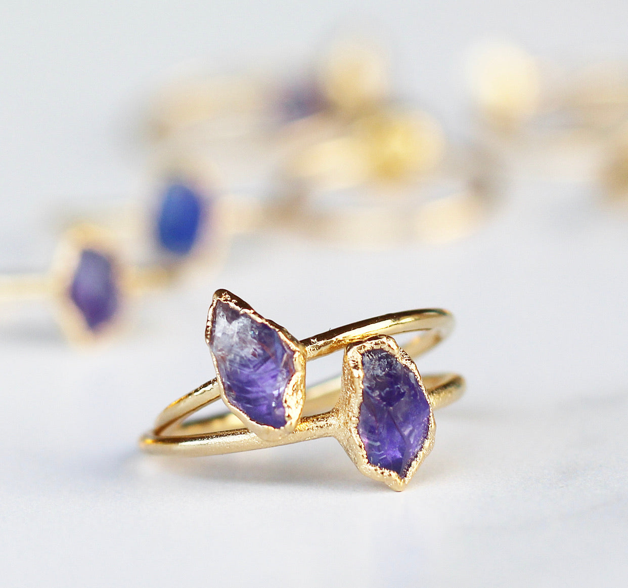 Raw Amethyst Stacking Ring in Gold