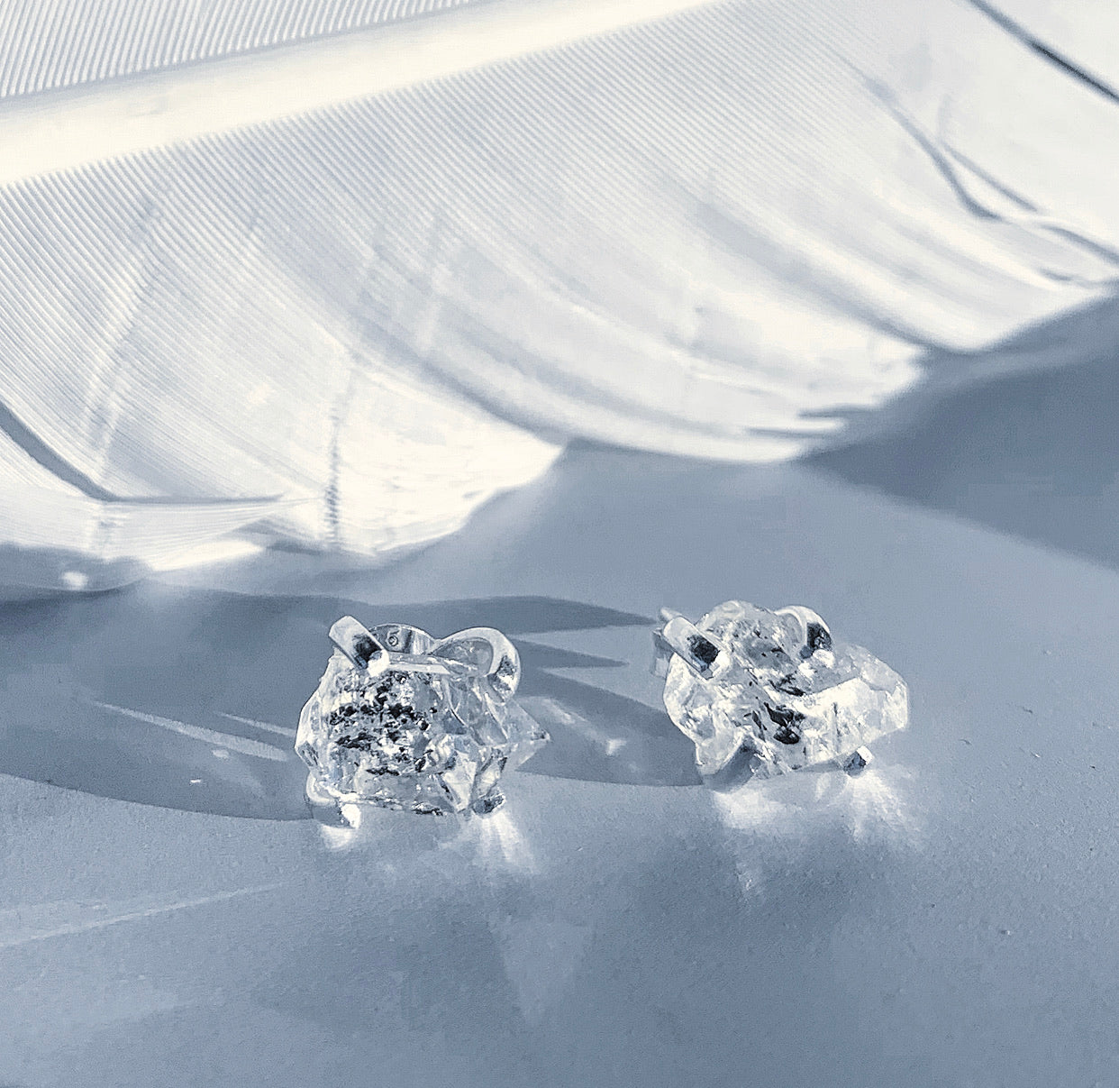 Herkimer Diamond Claw Studs