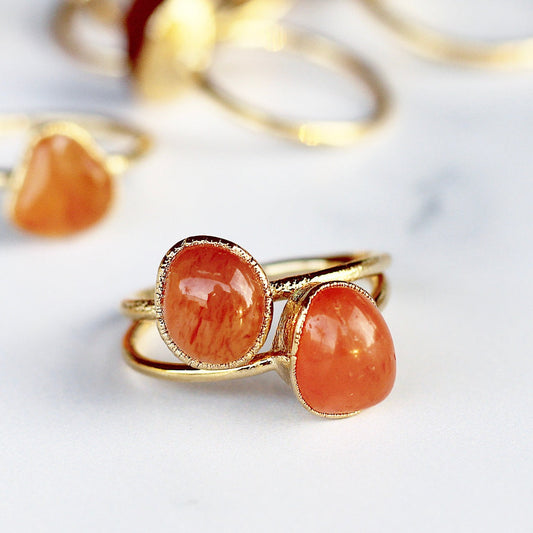 Chunky Carnelian Ring in Gold, orange crystal ring, root chakra ring, gemstone ring gold, carnelian gemstone, raw stone ring, chunky raw stone, gold band, raw carnelian ring, carnelian ring gold, gold and carnelian, buddha blossom, blossom jewels