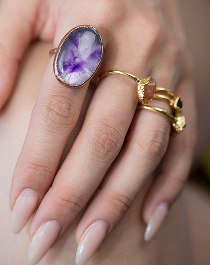 Apex Amethyst Oval Cocktail Ring in Copper
