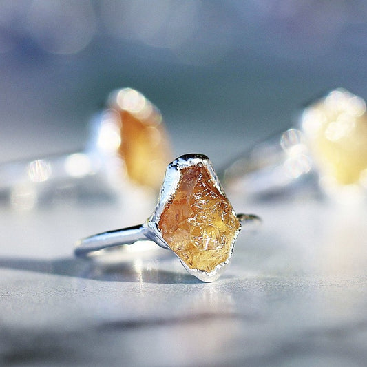 Raw Citrine Stacking Ring in Sterling Silver, Gift for Her, raw stone jewelry, Blossom jewels, Buddha Blossom, natural Style ring, Crystal Stacking, stacking Ring, Natural Citrine ring, Dainty raw stone, raw stone ring, Stone ring raw, Minimalist crystal
