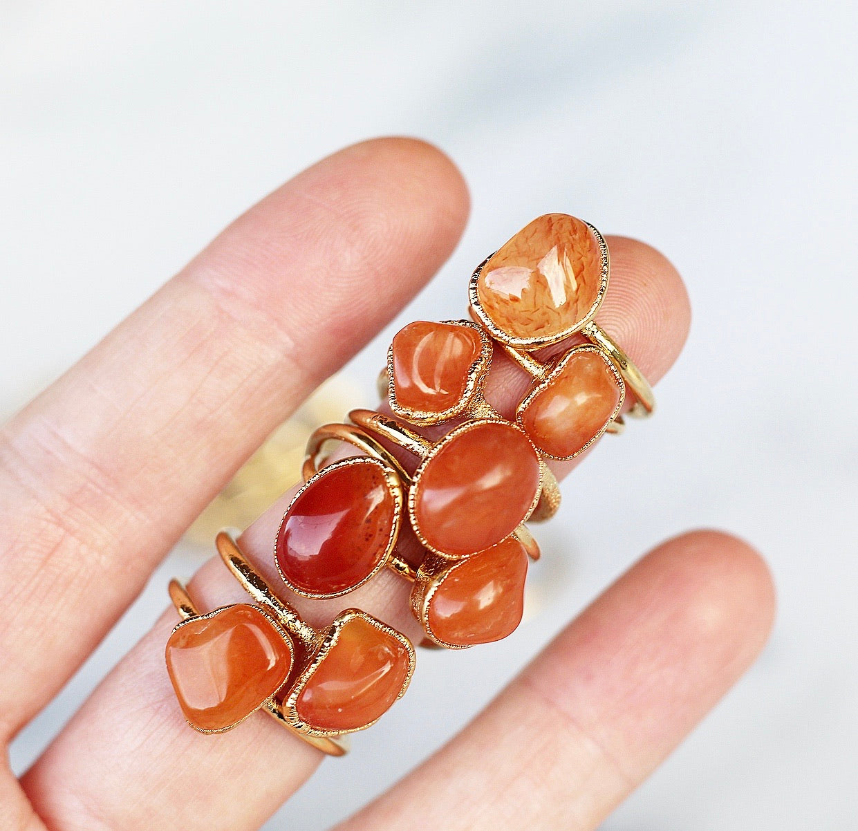 Chunky Carnelian Ring in Gold, orange crystal ring, root chakra ring, gemstone ring gold, carnelian gemstone, raw stone ring, chunky raw stone, gold band, raw carnelian ring, carnelian ring gold, gold and carnelian, buddha blossom, blossom jewels