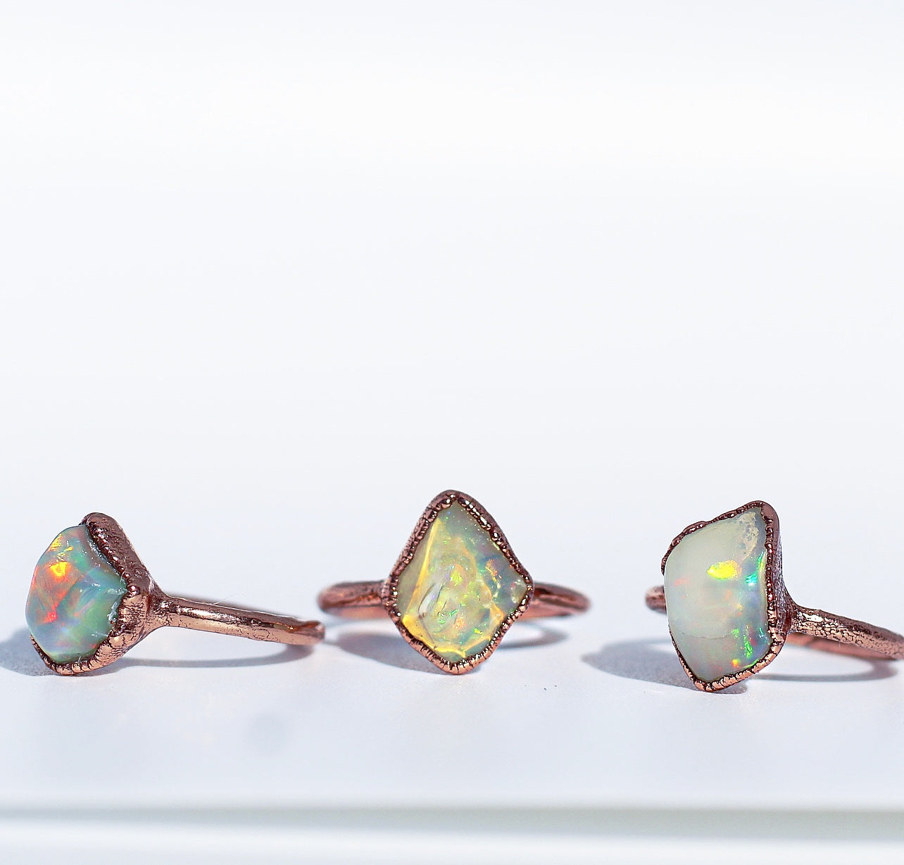 Raw Ethiopian Fire Opal Ring in Copper